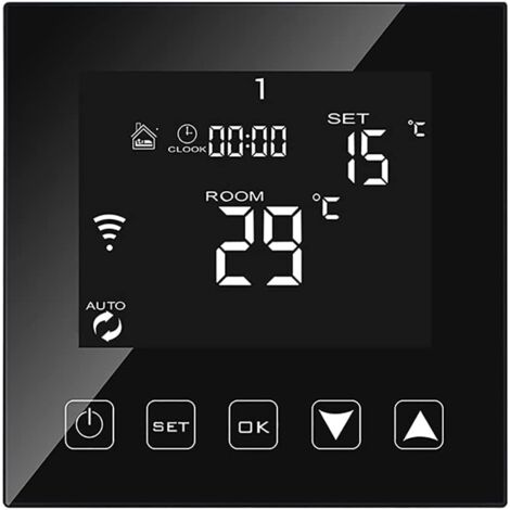 Smart WiFi Thermostat Connected for Boiler/Water Floor Heating 3A Wired Alexa/Google Assistant/Tuya Smart Life APP Compatible, Programmable Room Thermostats Boiler Black