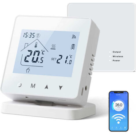 Smart WiFi thermostat for electric/water heating, Connected and Intelligent WiFi Thermostat, Wireless Thermostat + Receiver