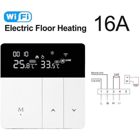 Smart WiFi Thermostat mit App für elektrische Fußbodenheizung, digitaler Regler, 16A elektrische Heizung mit WIFI (inkl. 3m Sensorkabel), Fernbedienung, für Tuya, Smart Life App, kompatibel mit Multip