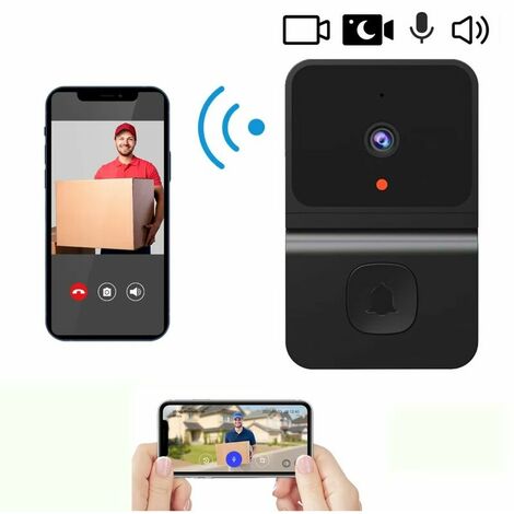 Smart Wireless Doorbell Camera, WiFi Video Doorbell Camera with Two-Way Audio, Night Vision, Cloud Storage, Water-Resistant HD Security Video Doorbell for Phone