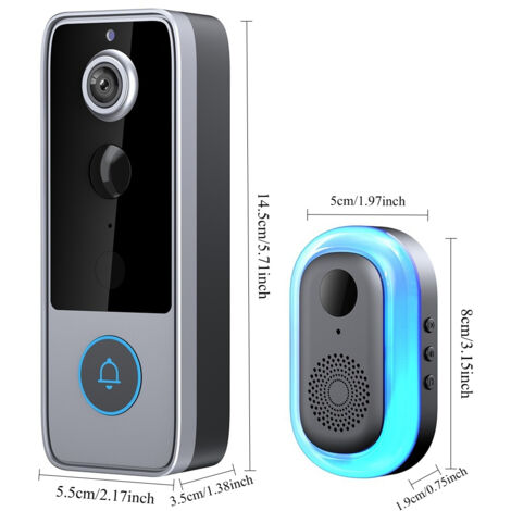 Smart Wireless WiFi Doorbell with Built-in Camera HD Night Vision Doorbell Supports Live Viewing, Two-Way Communication, Auto Snapshot, and Local Recording