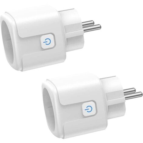 Smarte WLAN-Steckdose, 2er-Pack, 16 A, 3680 W, mit Energieverbrauchsüberwachung, Fernbedienung, Sprachsteuerung, kompatibel mit Alexa und Google – für Frankreich