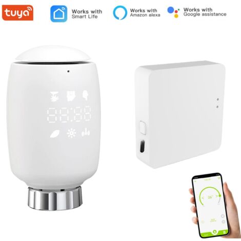 Smartes Heizkörperthermostat Set inkl. ZigBee 3.0 Gateway, Programmierbarer Thermostatkopf M30 x 1,5 mit Danfoss Adaptern, App & Sprachsteuerung (Alexa/Google/Tuya/Home Assistant)