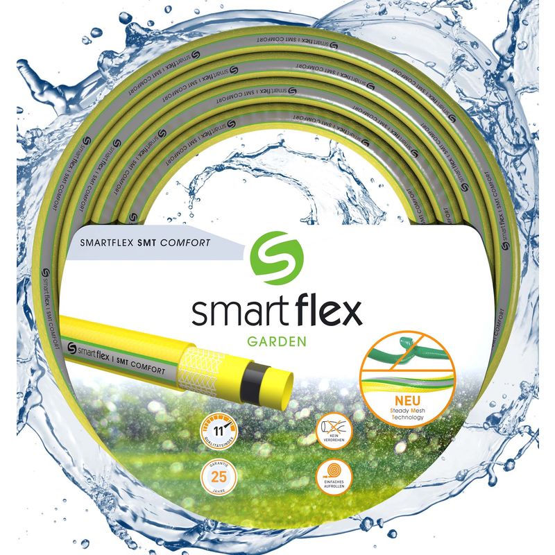 

SMARTFLEX SMT Comfort Manguera de jardín 25m Ø13mm (1/2') 14bar, flexible, sin torceduras, amarilla