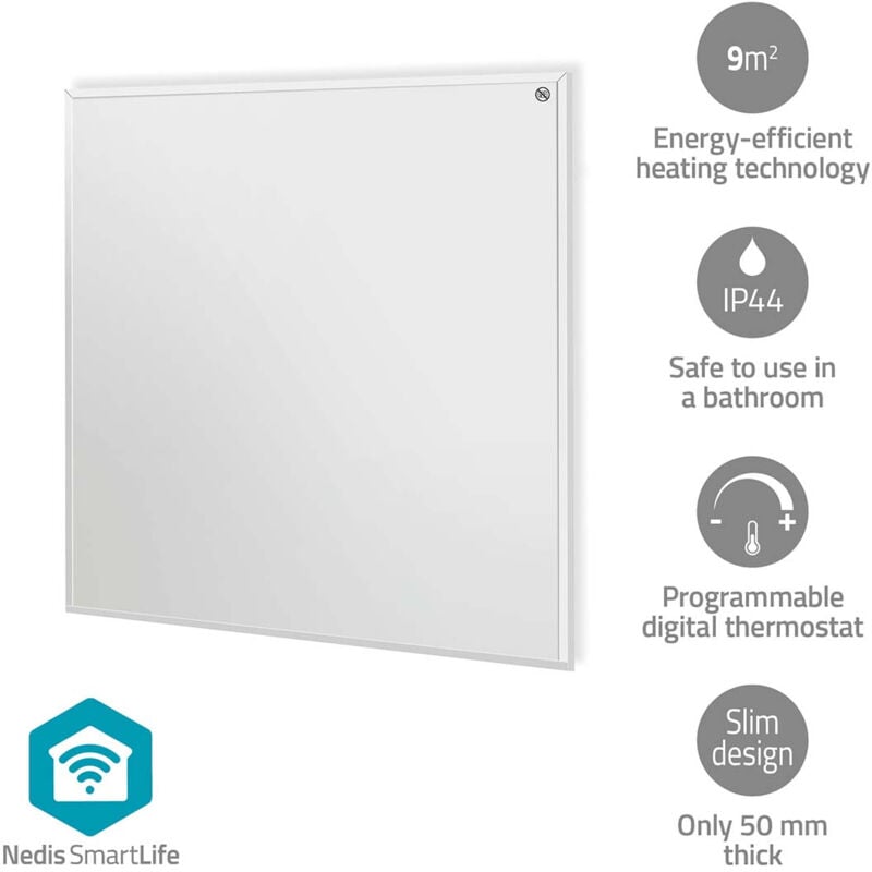 Nedis - smartlife panneau chauffant infrarouge 350 w 1 réglage de chaleur thermostat réglable télécommande IP44 blanc