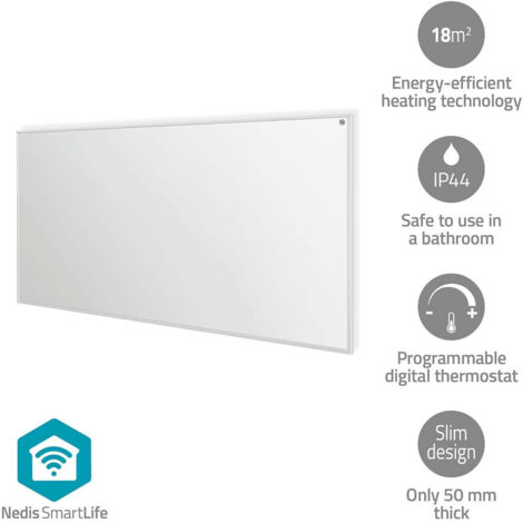 SMARTLIFE PANNEAU CHAUFFANT INFRAROUGE  700 W  1 RÉGLAGE DE CHALEUR  THERMOSTAT RÉGLABLE  TÉLÉCOMMANDE  IP44  BLANC