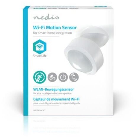 Smartlife smart motion sensor wi fi alimentation par piles adaptateur secteur angle du detecteur 120 portee du detecteur 100m blanc