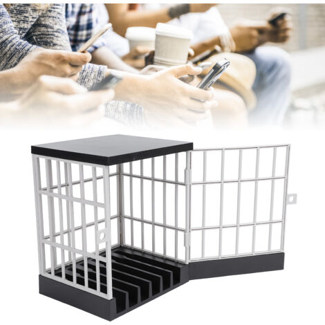Smartphone-Schließfach, Handy-Schutzbox, Kunststoff, für 6 Handys, Schwarz/Grau