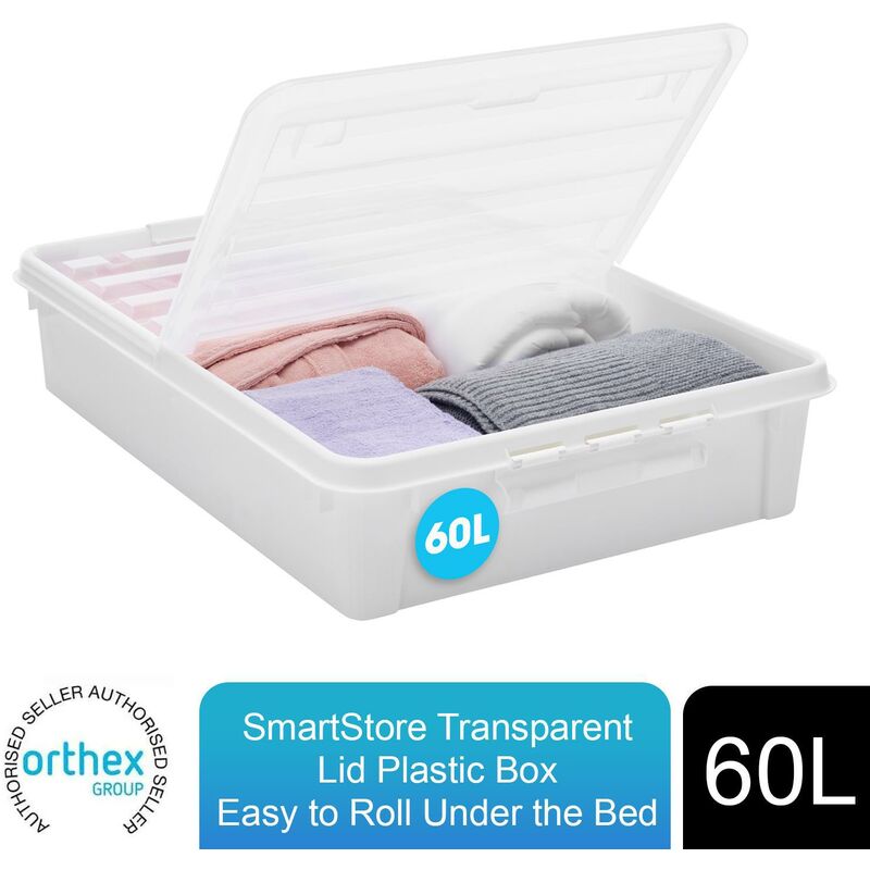 Smartstore - Bedroller Underbed Storage Box with Transparent Foldable Lid, 60L