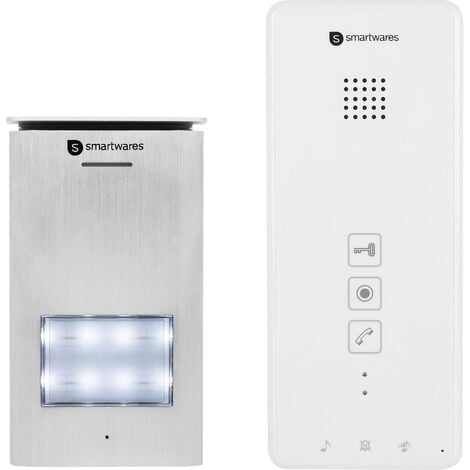 Smartwares DIC-21112 Türsprechanlage 2-Draht Komplett-Set 1 Familienhaus Silber, Weiß