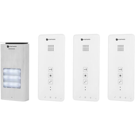 Smartwares DIC-21132 Türsprechanlage Komplett-Set 3 Familienhaus Silber, Weiß