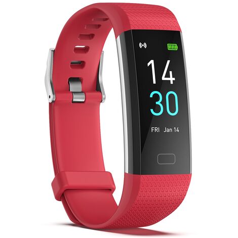 Smartwatch Body Temperature, Waterproof Smart bracelet Women's Men's Smart Sport Watch pedometer Running sleep Fitness Activity Tracker, Red