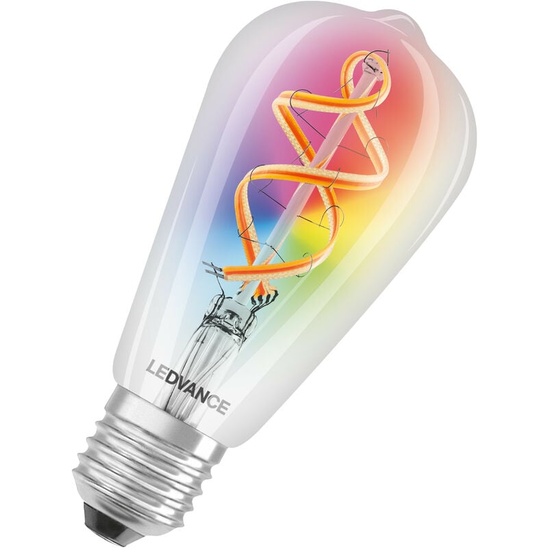 Ledvance - Ampoule led intelligente avec Wifi, E27, couleurs rvb modifiables, forme Edison, filament coloré comme lumière d'ambiance, remplace les