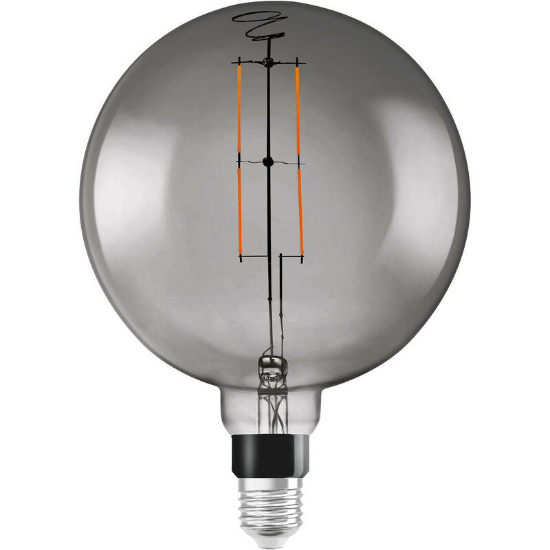 LEDVANCE Ampoule LED intelligente avec Wifi, culot E27, gradable, blanc chaud (2500K), forme de globe, filament clair dans un verre fumé,