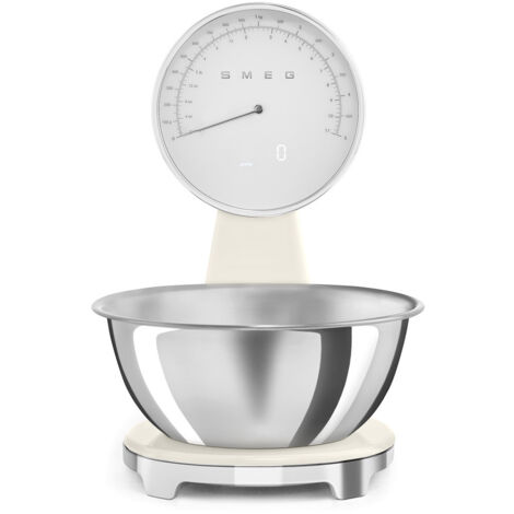 Smeg Bilancia da Cucina Elettronica KSF01CRWW con Capacità Massima 5 kg Display LCD Colore Acciaio Inox / Crema