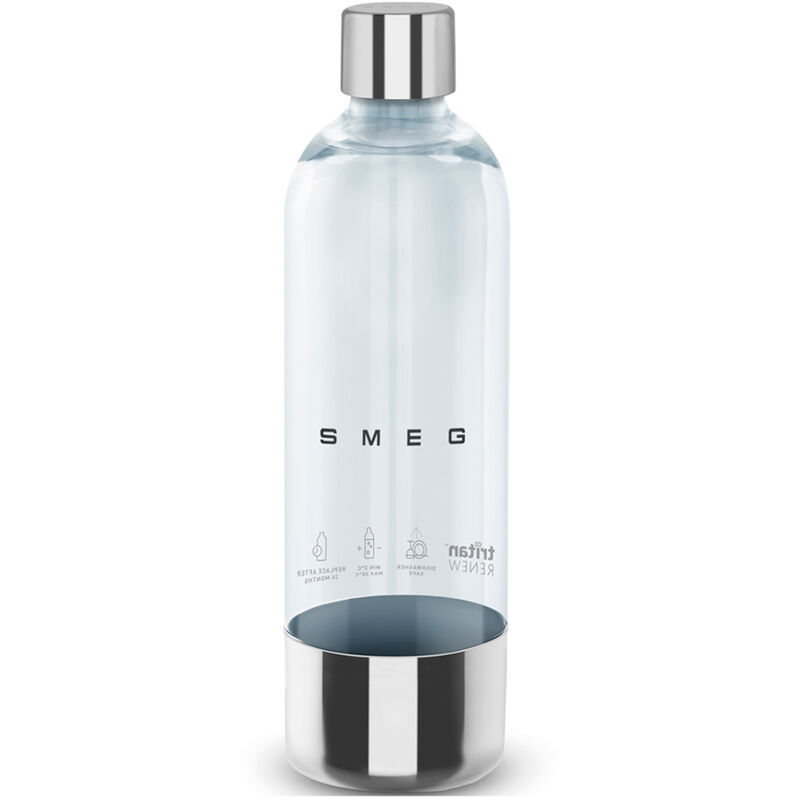 Smeg – Bouteille 1 litre pour machine à eau gazeuse – Plastique Tritan™ Renew sans BPA – Fond et bouchon inox – Compatible lave-vaisselle - SKC01