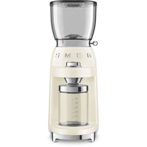 Smeg – Broyeur à café crème années 50 – Trémie Tritan 130g – Meules coniques acier inoxydable – 30 réglages de mouture – 150W