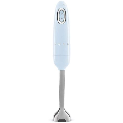 Smeg, frullatore a immersione hbf01pbeu, funzione turbo e sistema di taglio flowblend, con impugnatura antiscivolo, avvolgicavo integrato, accessori non inclusi, potenza 700w, azzurro