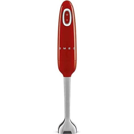 Smeg, frullatore a immersione hbf01rdeu, funzione turbo e sistema di taglio flowblend, con impugnatura antiscivolo, avvolgicavo integrato, accessori non inclusi, potenza 700w, rosso