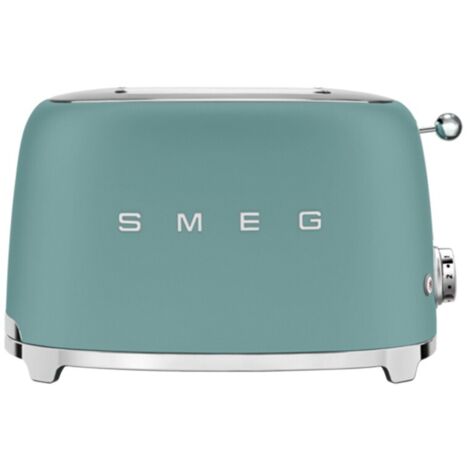Smeg – Grille-pain 2 fentes 950W vert émeraude mat – Largeur de fente 36mm – Fonction réchauffage et décongélation – TSF01EGMEU