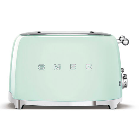 Smeg – Grille-pain 4 fentes extra larges 950W vert d'eau – 6 niveaux de brunissement – 3 programmes préréglés – Design rétro années 50 - tsf03pgeu