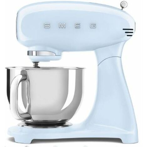 Smeg, impastatrice planetaria smf03pbeu, 10 livelli di velocità, funzione smooth start, ciotola da 4,8 l, sicurezza blocco motore, 3 fruste, gancio e coperchio in dotazione, 800w, azzurro