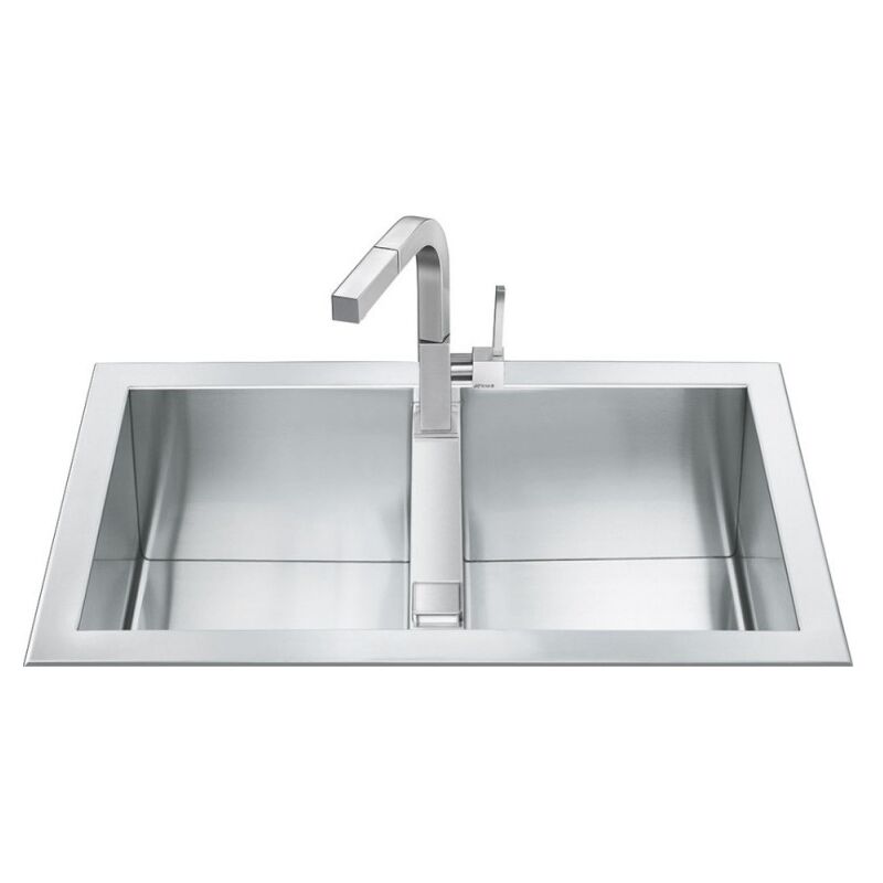 Lavello incasso 2 vasche filotop 86x50 cm satinato Smeg LQR862F2