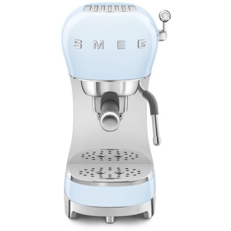 Smeg, Macchina da Caffè Espresso Manuale ECF02PBEU, Sistema Thermoblock, Lancia a Vapore, 4 Funzioni Espresso, Vassoio Removibile, Portafiltro, Serbatoio Acqua 1 L, Dimensioni Compatte, 1350W, Azzurro