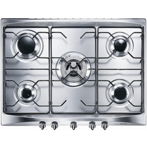 Smeg piano cottura se706sx3 70cm inox 5 fuochi manopole silver largo 70cm inox