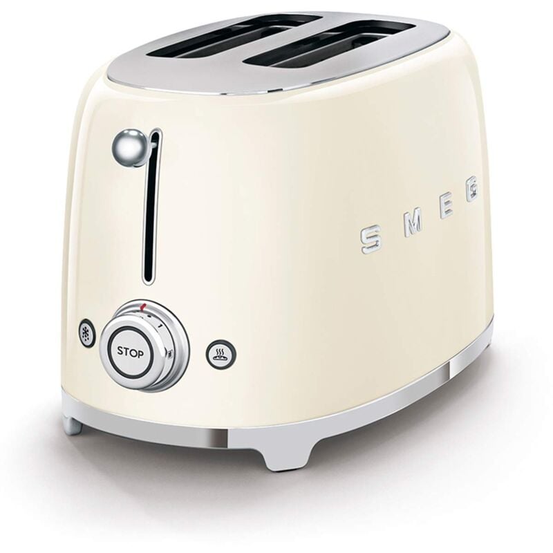 Image of Smeg, Tostapane 2x2 TSF01CREU, 2 Scomparti da 36mm, 6 Livelli di Doratura, Funzione Riscaldamento, Scongelamento e Bagel, Espulsione Automatica del