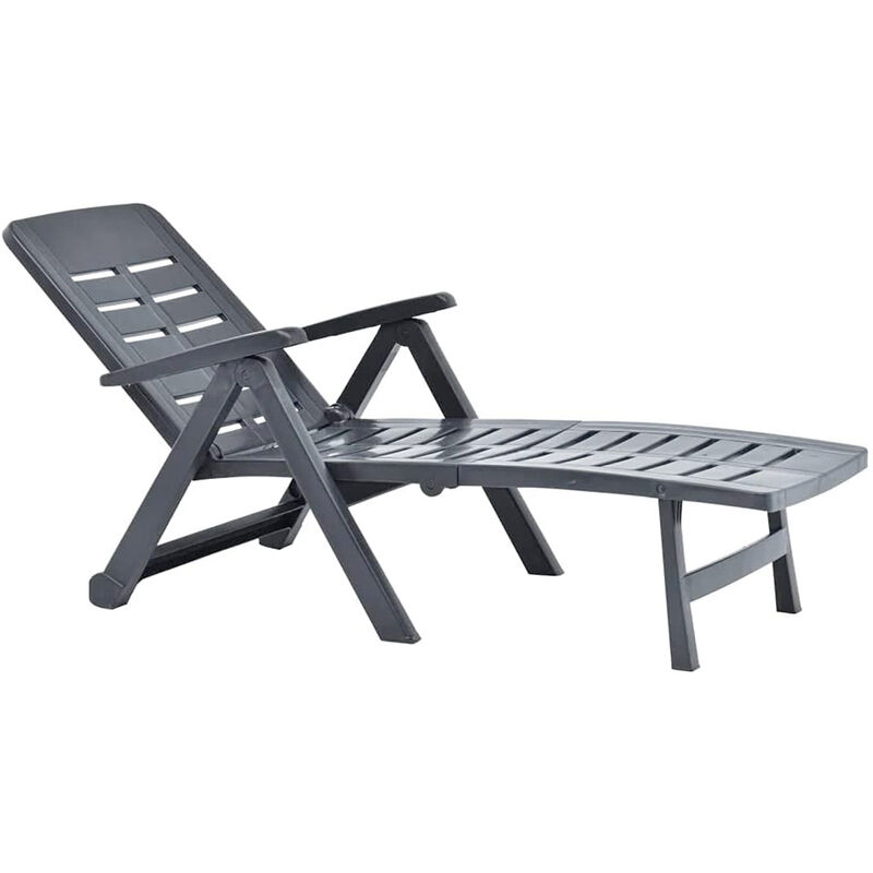 Frankystar - Smeraldo - Bain de soleil de jardin en résine anthracite Bain de soleil de jardin pliant avec roues et dossier inclinable à 3 positions