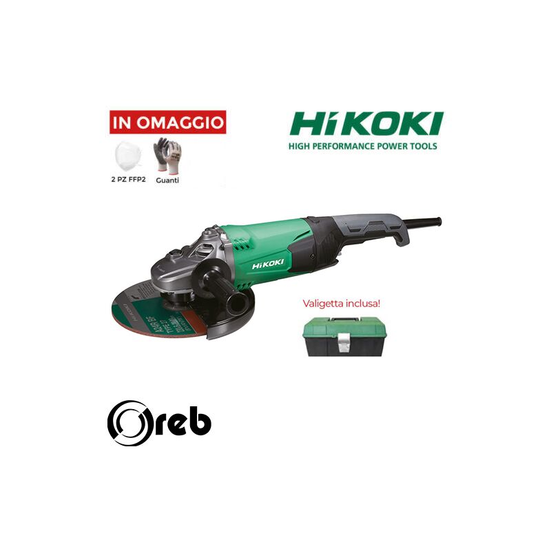 Smerigliatrice 2200 w 230mm +kit valigetta Hikoki