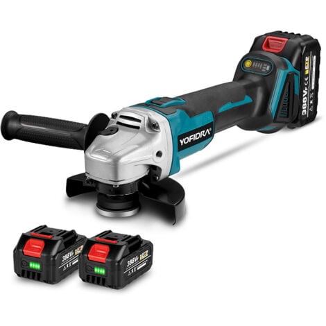 a batteria senza spazzole 800W Ø125mm ONEVAN Elettroutensile senza spazzole a batteria Blu Per batteria Makita 18V - con caricabatterie e 2 batterie