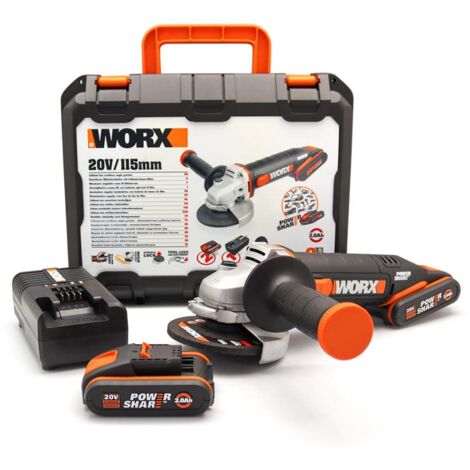 Smerigliatrice Angolare a Batteria 2 Batt. 20V 2,0Ah Worx Wx800