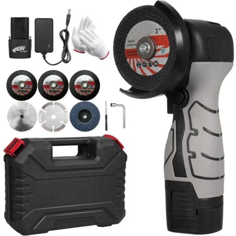 Smerigliatrice angolare a batteria 7000 giri/min Mini smerigliatrice elettrica con 2 batterie da 16,8 V 2000 mAh e disco abrasivo per il taglio di mattoni lucidati, legno, pietra, acciaio