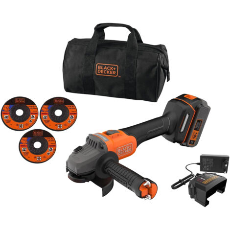 SMERIGLIATRICE ANGOLARE A BATTERIA 'BCG6L8F1S-QW' 18V 4 Ah Litio - 115 mm  - BLACK DECKER