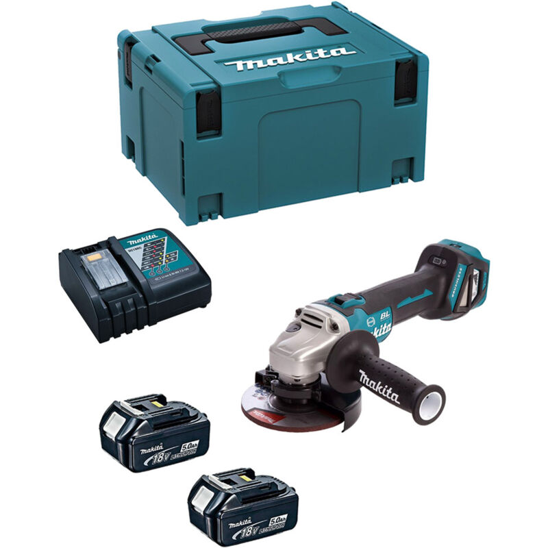Smerigliatrice angolare a batteria 'DGA513RTJ' 18V batt.5,0 Ah Litio - 2 batterie Makita