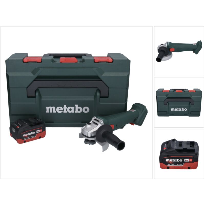 Image of Smerigliatrice angolare a batteria Metabo w 18 l 9-125 18 v 125 mm + 1x batteria 5,5 Ah + Metabo x - senza caricabatteria