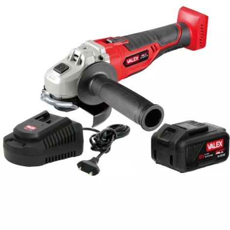 smerigliatrice angolare a batteria valex "m-sma1 18", con batteria da 3 ah e caricabatterie