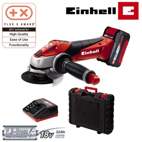 Smerigliatrice angolare/Flex 115mm a batteria 18V Lion 3,0 Ah con valigetta Einhell - TE-AG 18 Li Kit