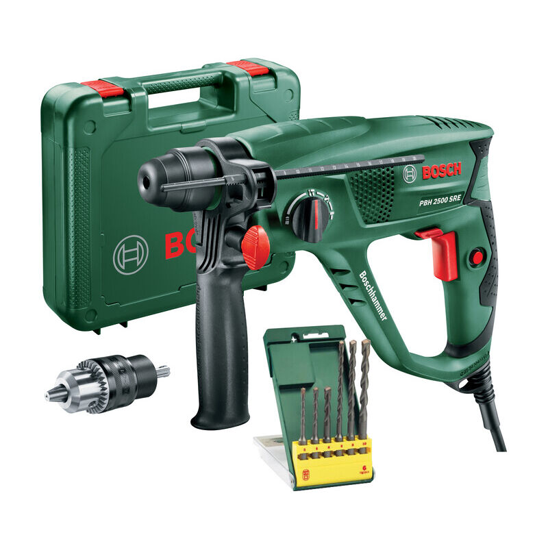 Bosch-V Martello Perfor.600w Pbh 2500 Sre Kit C/6 Punte Pz 1,0
