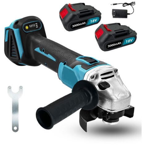 TEETOK Smerigliatrici,Robusto, 125mm, Smerigliatrice angolare senza spazzole senza fili+ 2x 3.0Ah Batteria agli ioni di litio + Caricabatterie,Compatibile con la batteria Makita