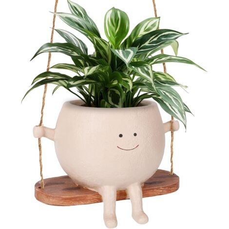 Smiley face flower pot, swaying smiley face hanging flower pot, cute swaying flower pot, uniquely designed hanging flower pot, suitable for indoor and outdoor decoration.