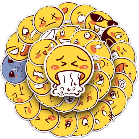 Smiley Fashion Pack 50 Stück wasserfeste Vinyl-Aufkleber für Wasserflaschen, Laptops, Autos, Skateboards