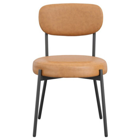 Smith Dining Chair (Pack of2) - PU/Metal - L50 x W48 x H79 cm - Caramel/Black Matte