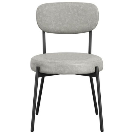 Smith Dining Chair (Pack of2) - PU/Metal - L50 x W48 x H79 cm - Graphite/Black Matte