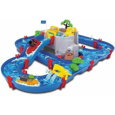 Smoby - Circuito di gioco d'acqua AquaPlay - Lago di Montagna - 2 barche + 3 figurine animali - Fabbricato in Germania - Da 3 anni