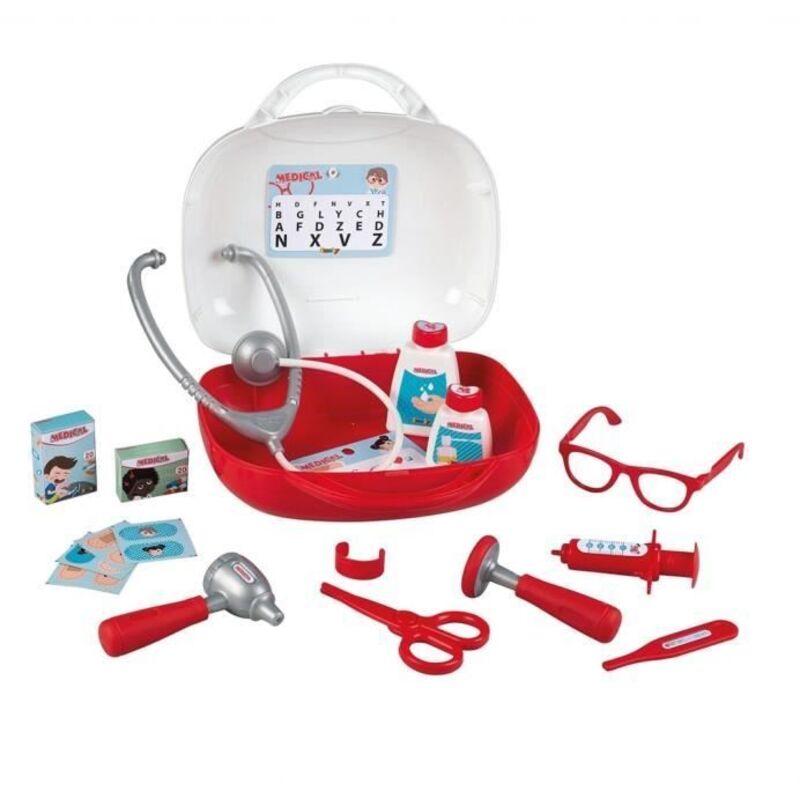 Smoby - Vanity Docteur - Malette avec poignée - 15 accessoires inclus - Fabrication française