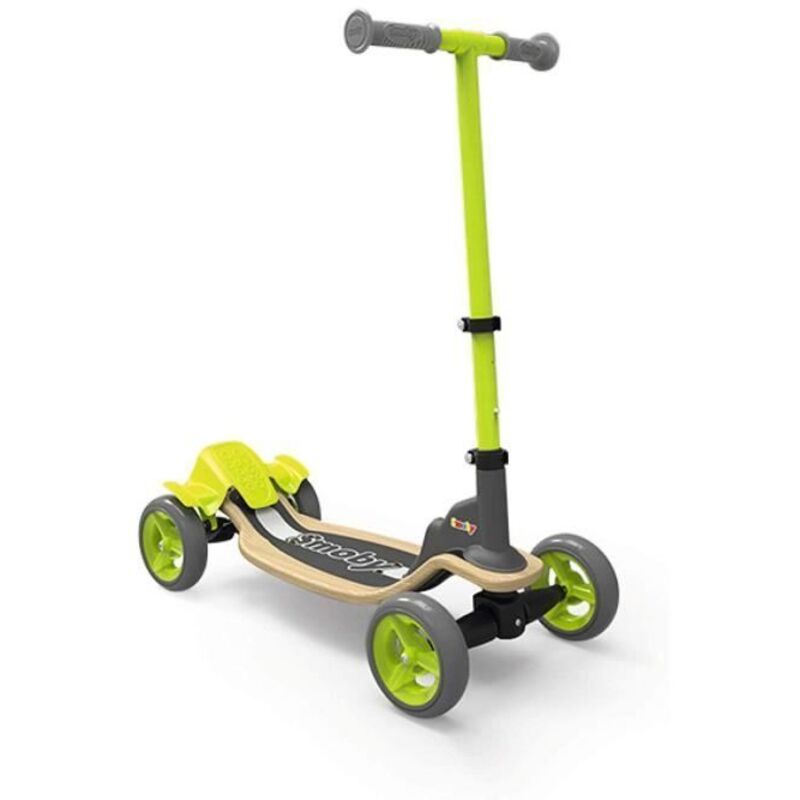 SMOBY Patinette Bois 4 Roues - Guidon Ajustable - Pliable