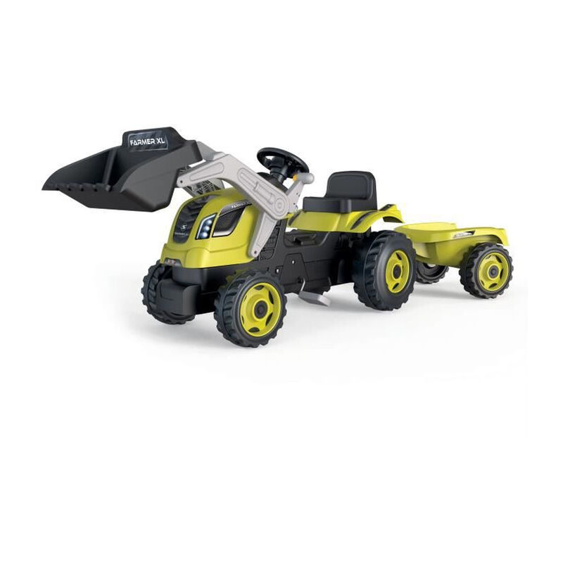 Smoby - Tracteur a pédales Farmer Max + Remorque + Pelle - Vert